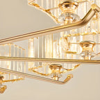 Lustre rond en cristal avec anneau doré glamour