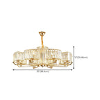 Lustre rond en cristal avec anneau doré glamour