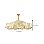 Lustre rond en cristal avec anneau doré glamour