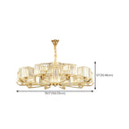 Lustre rond en cristal avec anneau doré glamour