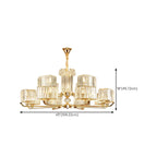 Lustre rond en cristal avec anneau doré glamour