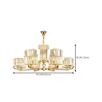 Lustre rond en cristal avec anneau doré glamour