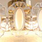Plafonnier semi-encastré doré élégant en forme de tambour en verre