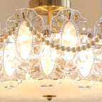 Plafonnier semi-encastré doré élégant en forme de tambour en verre