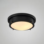 Plafonnier encastré rond industriel noir à LED blanc chaud