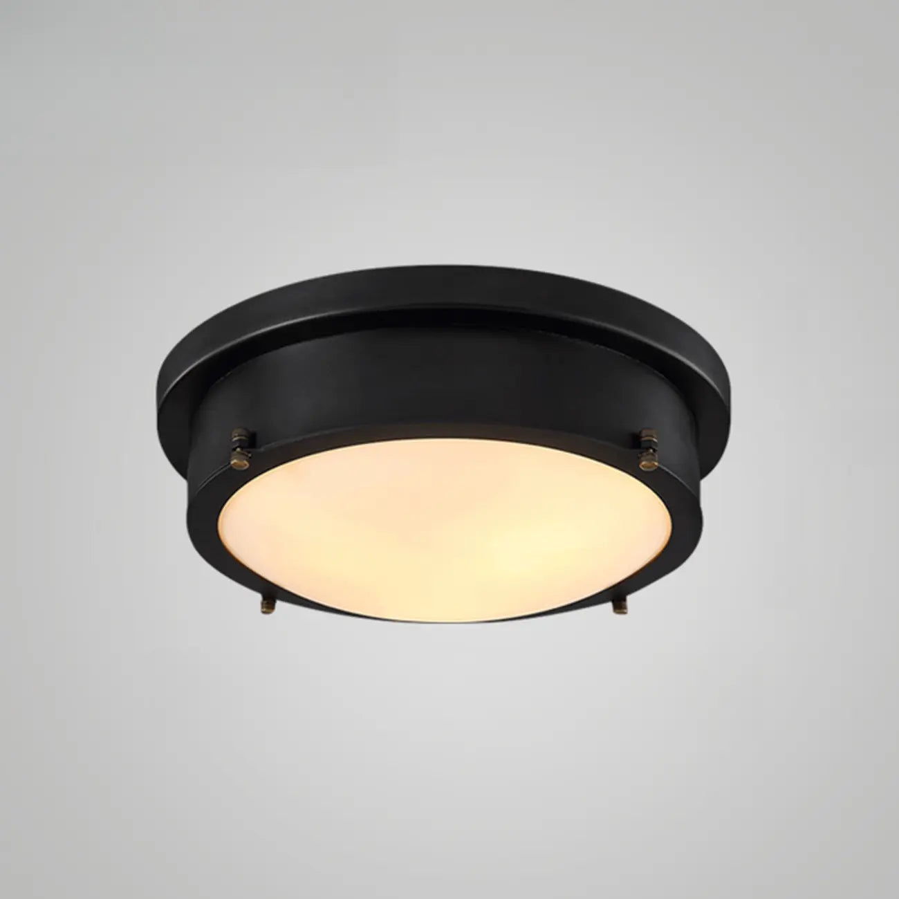 Plafonnier encastré rond industriel noir à LED blanc chaud