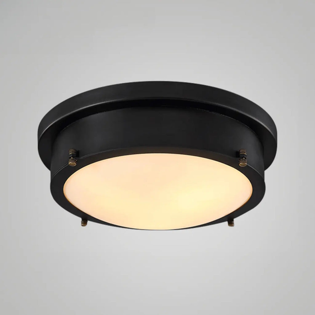 Plafonnier encastré rond industriel noir à LED blanc chaud