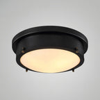 Plafonnier encastré rond industriel noir à LED blanc chaud