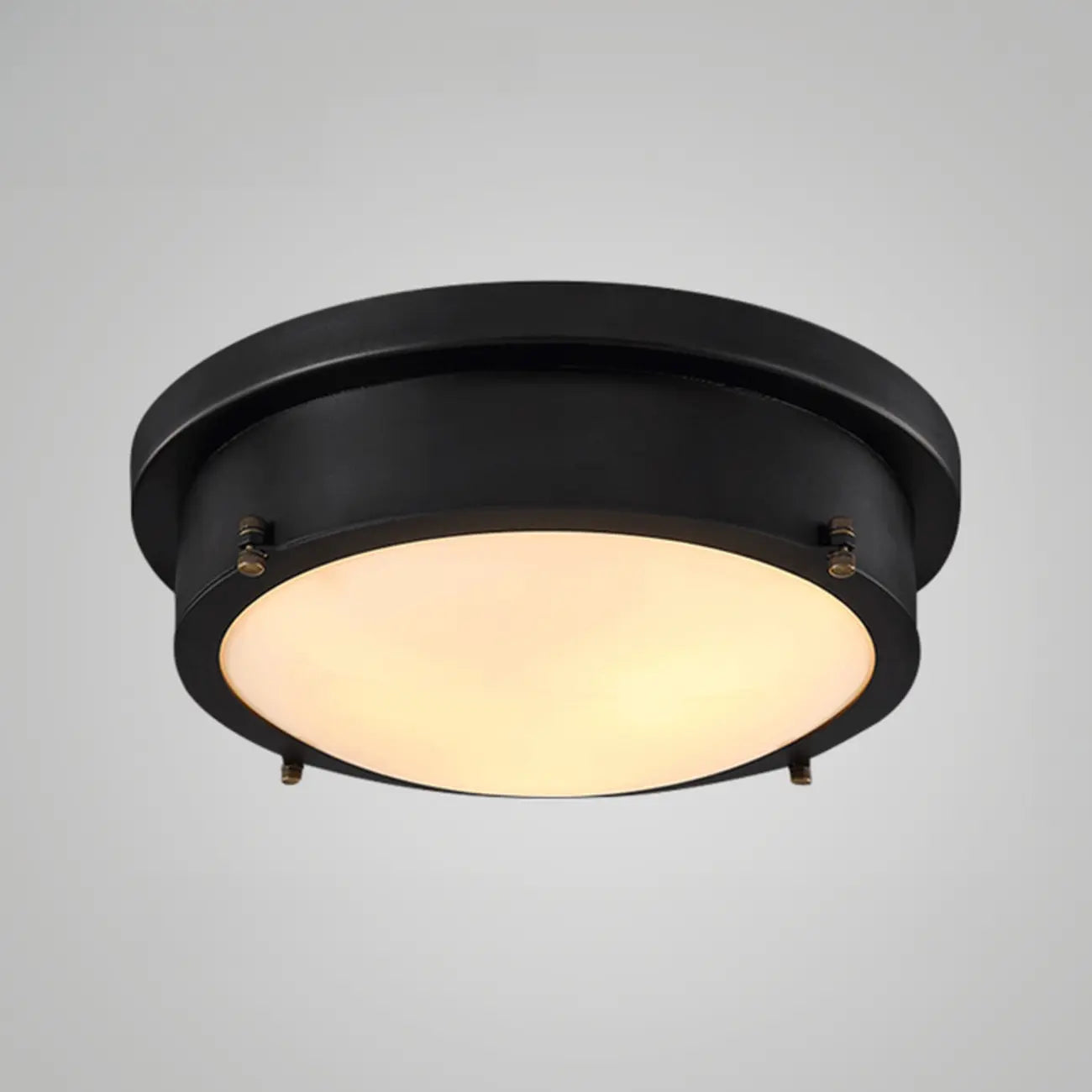 Plafonnier encastré rond industriel noir à LED blanc chaud