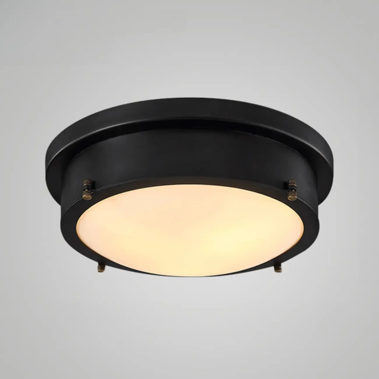Plafonnier encastré rond industriel noir à LED blanc chaud