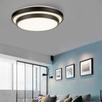 Plafonnier encastré rond industriel noir à LED blanc chaud