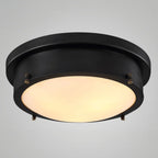 Plafonnier encastré rond industriel noir à LED blanc chaud