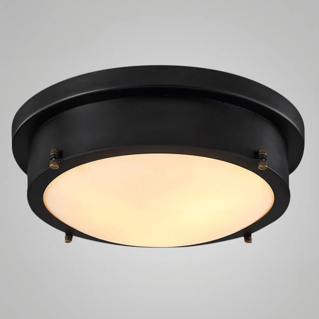 Plafonnier encastré rond industriel noir à LED blanc chaud