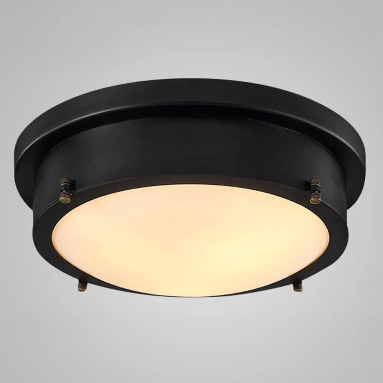 Plafonnier encastré rond industriel noir à LED blanc chaud