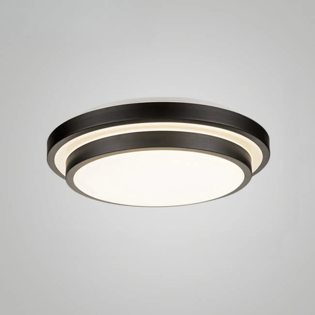 Plafonnier encastré rond industriel noir à LED blanc chaud