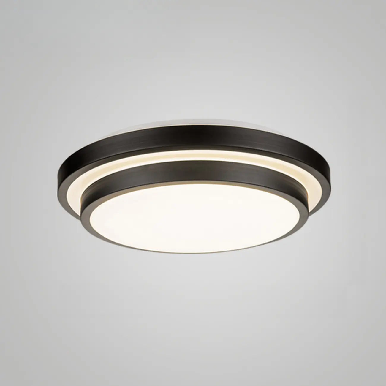 Plafonnier encastré rond industriel noir à LED blanc chaud