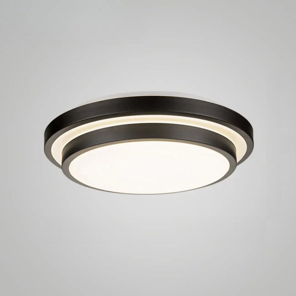 Plafonnier encastré rond industriel noir à LED blanc chaud