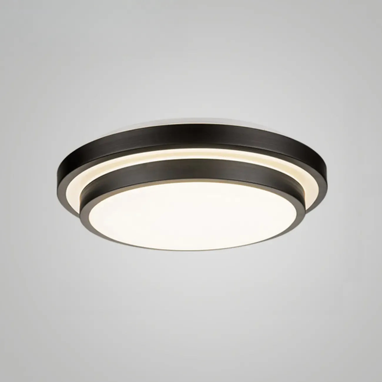 Plafonnier encastré rond industriel noir à LED blanc chaud