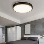 Plafonnier encastré rond industriel noir à LED blanc chaud