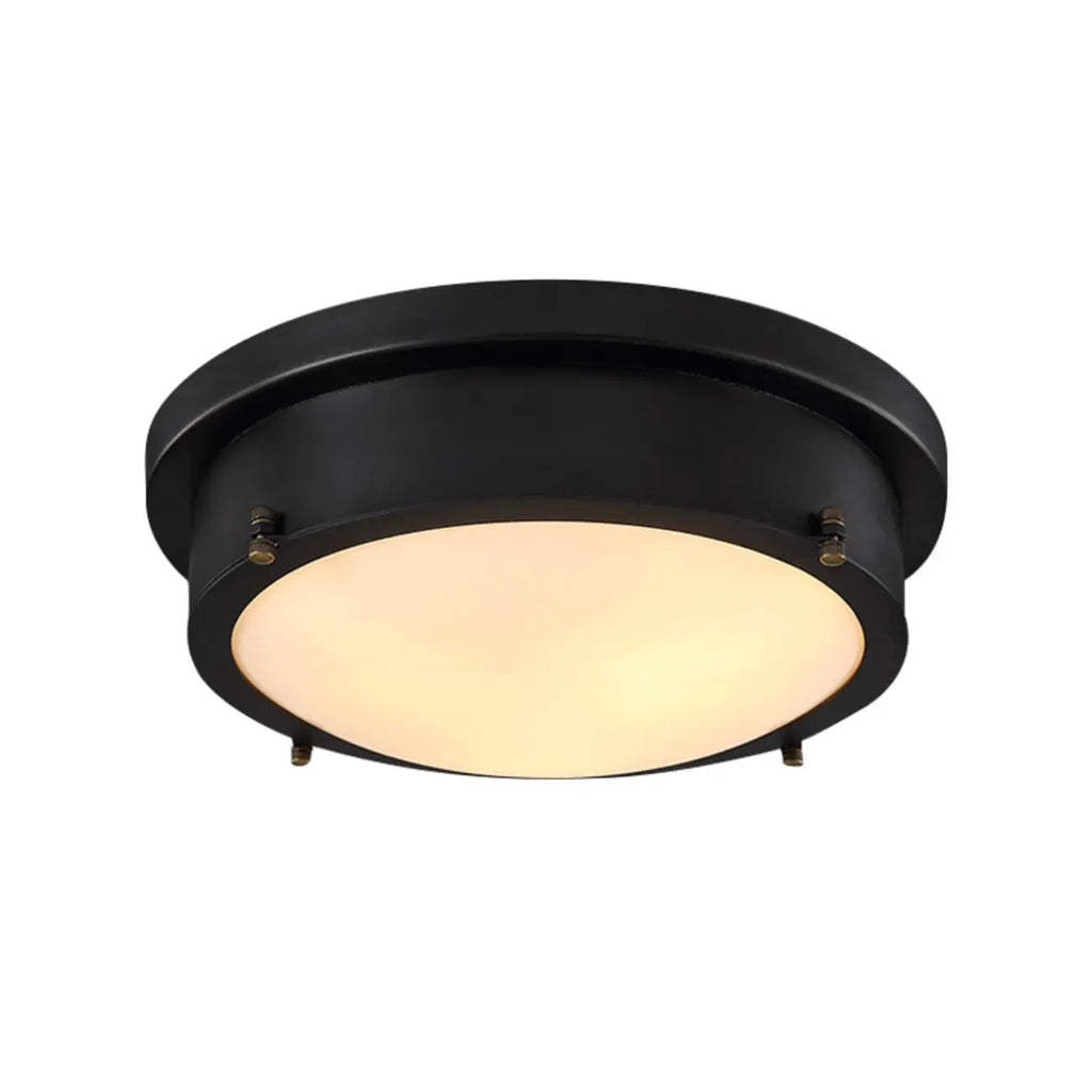 Plafonnier encastré rond industriel noir à LED blanc chaud