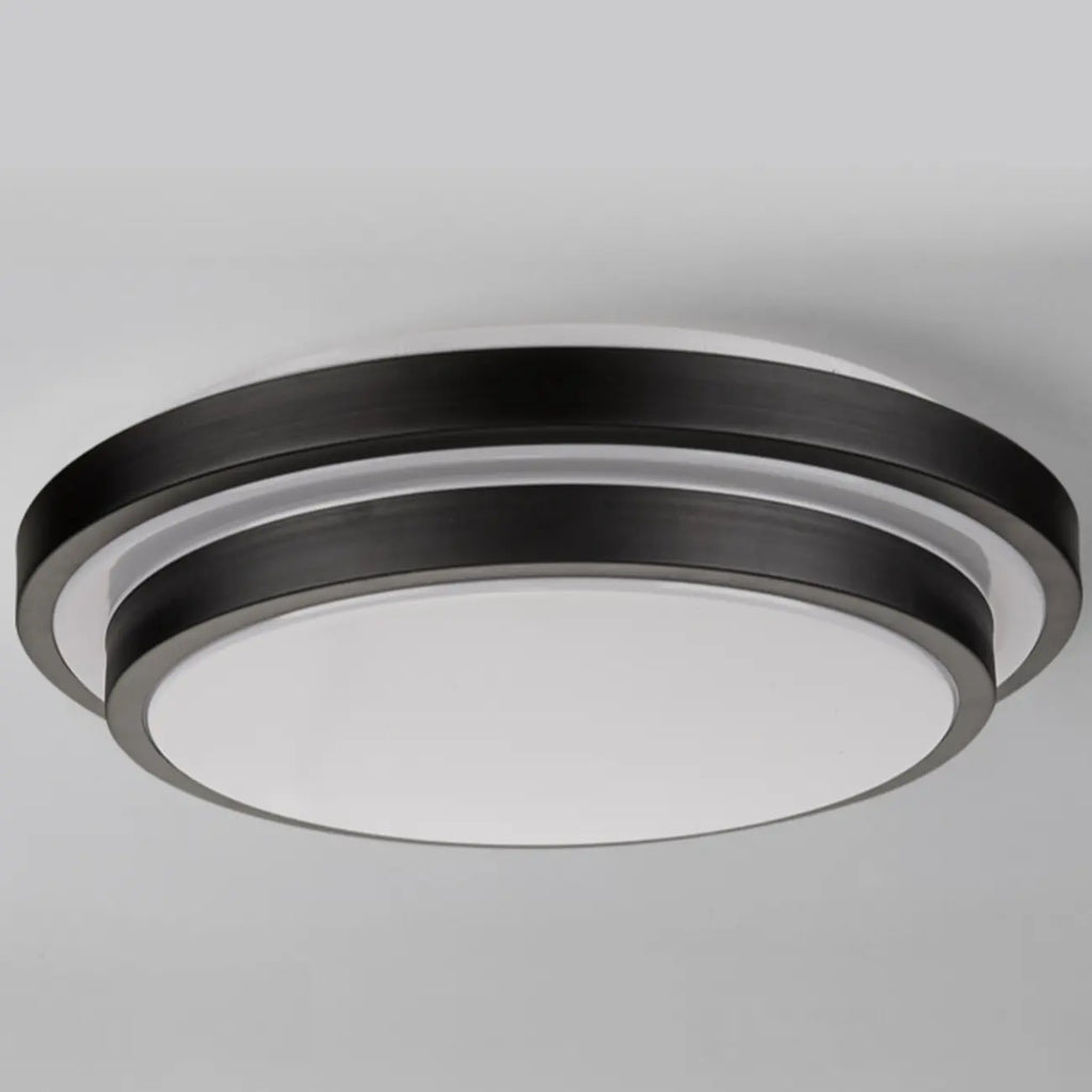 Plafonnier encastré rond industriel noir à LED blanc chaud