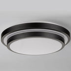 Plafonnier encastré rond industriel noir à LED blanc chaud