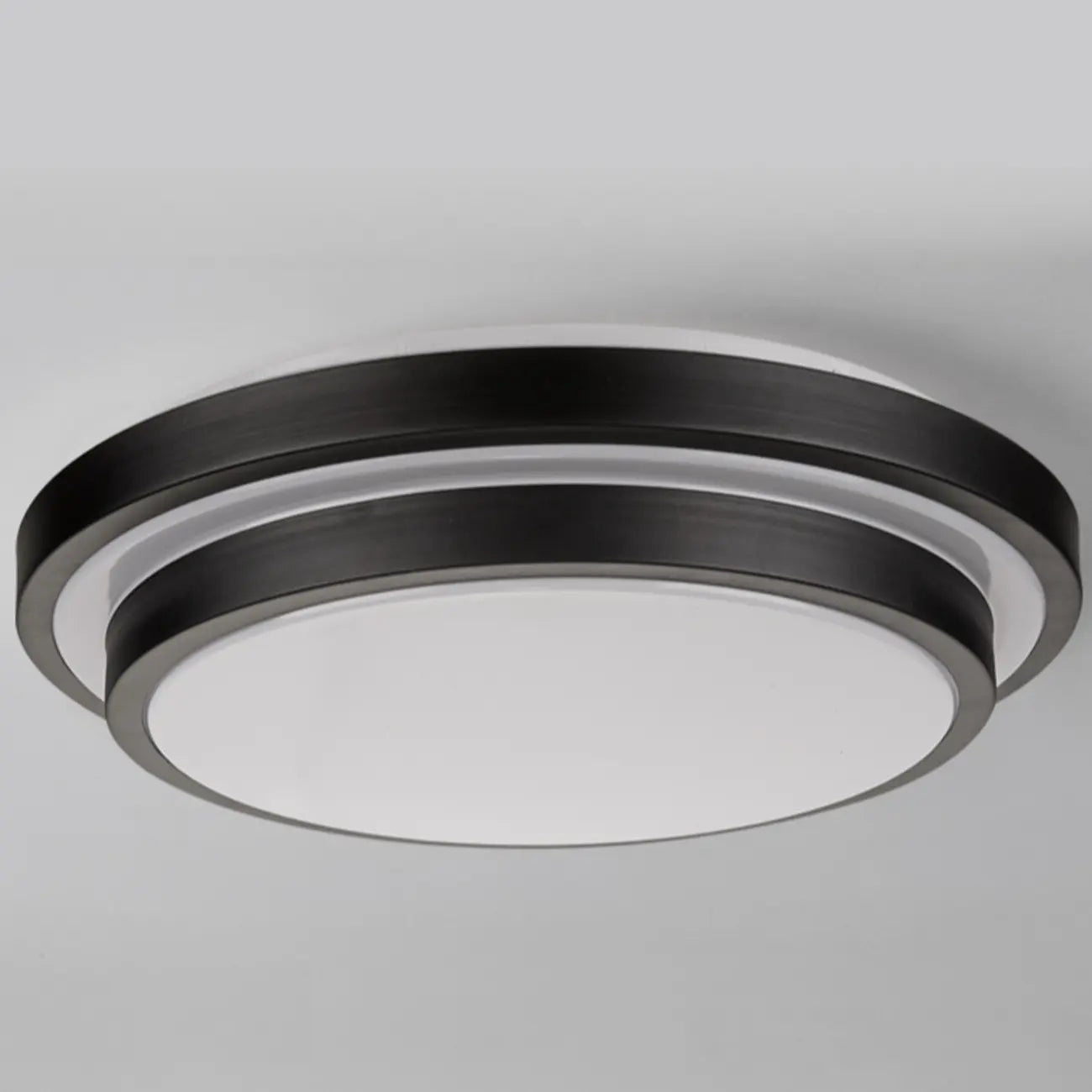 Plafonnier encastré rond industriel noir à LED blanc chaud