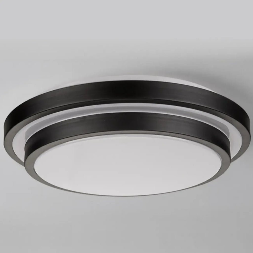 Plafonnier encastré rond industriel noir à LED blanc chaud