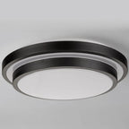 Plafonnier encastré rond industriel noir à LED blanc chaud