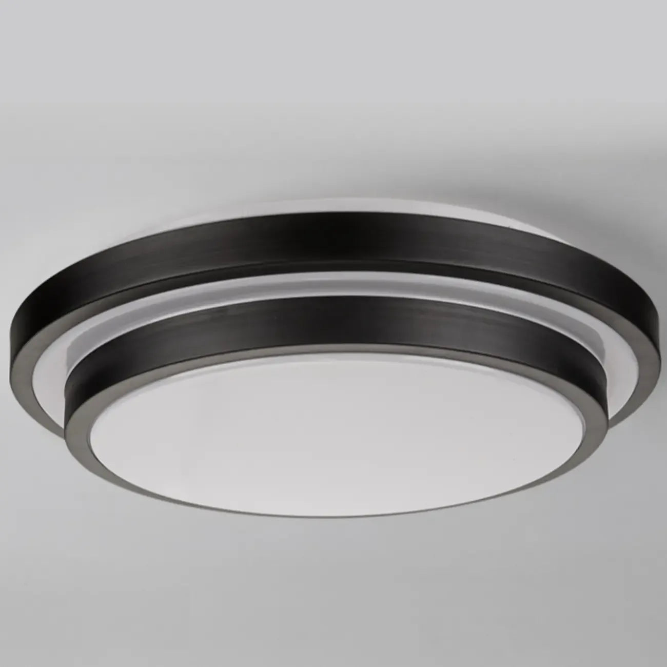 Plafonnier encastré rond industriel noir à LED blanc chaud