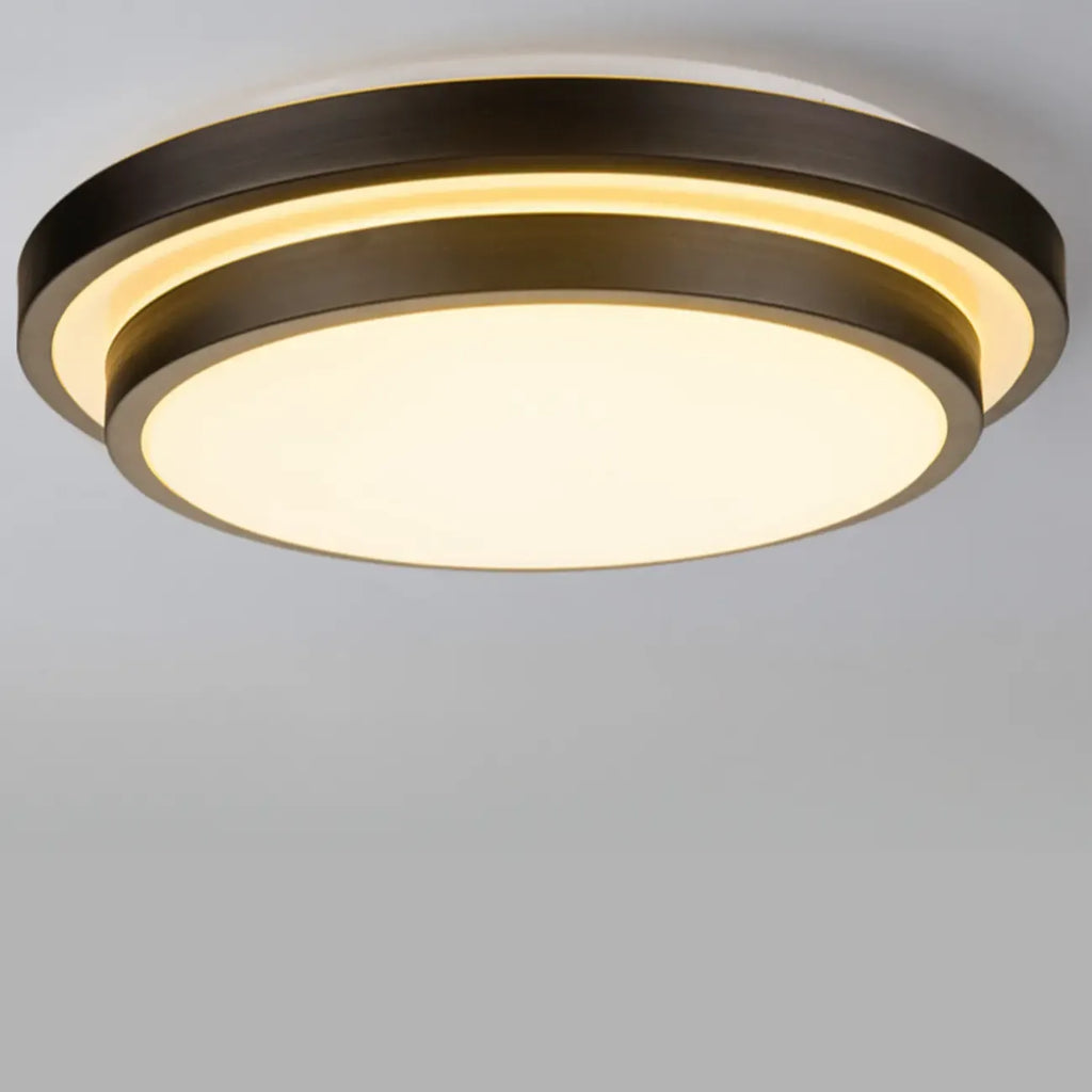 Plafonnier encastré rond industriel noir à LED blanc chaud