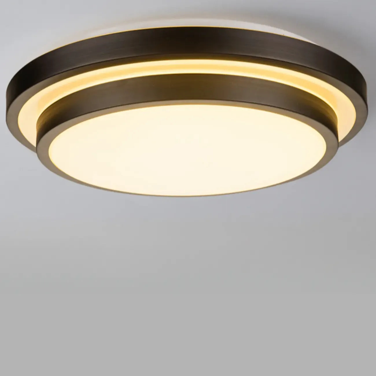 Plafonnier encastré rond industriel noir à LED blanc chaud
