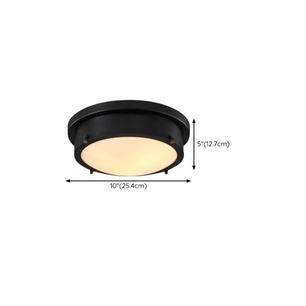 Plafonnier encastré rond industriel noir à LED blanc chaud