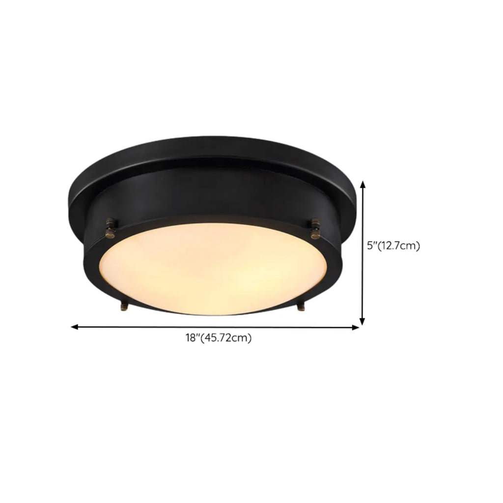 Plafonnier encastré rond industriel noir à LED blanc chaud