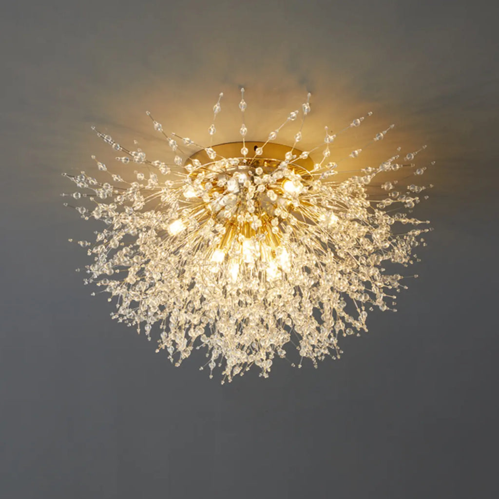 Plafonnier semi-encastré Glamour Crystal Starburst Gold