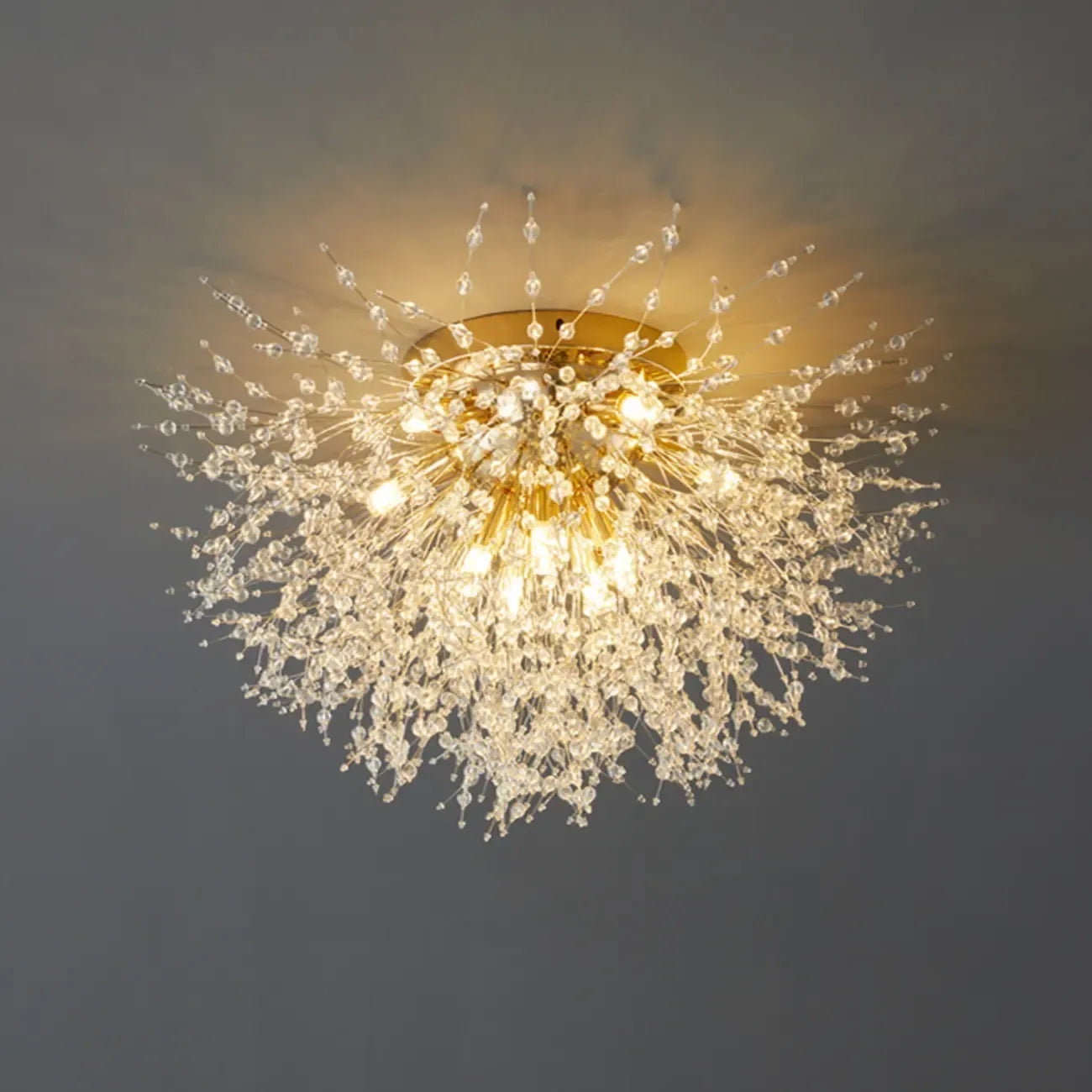 Plafonnier semi-encastré Glamour Crystal Starburst Gold