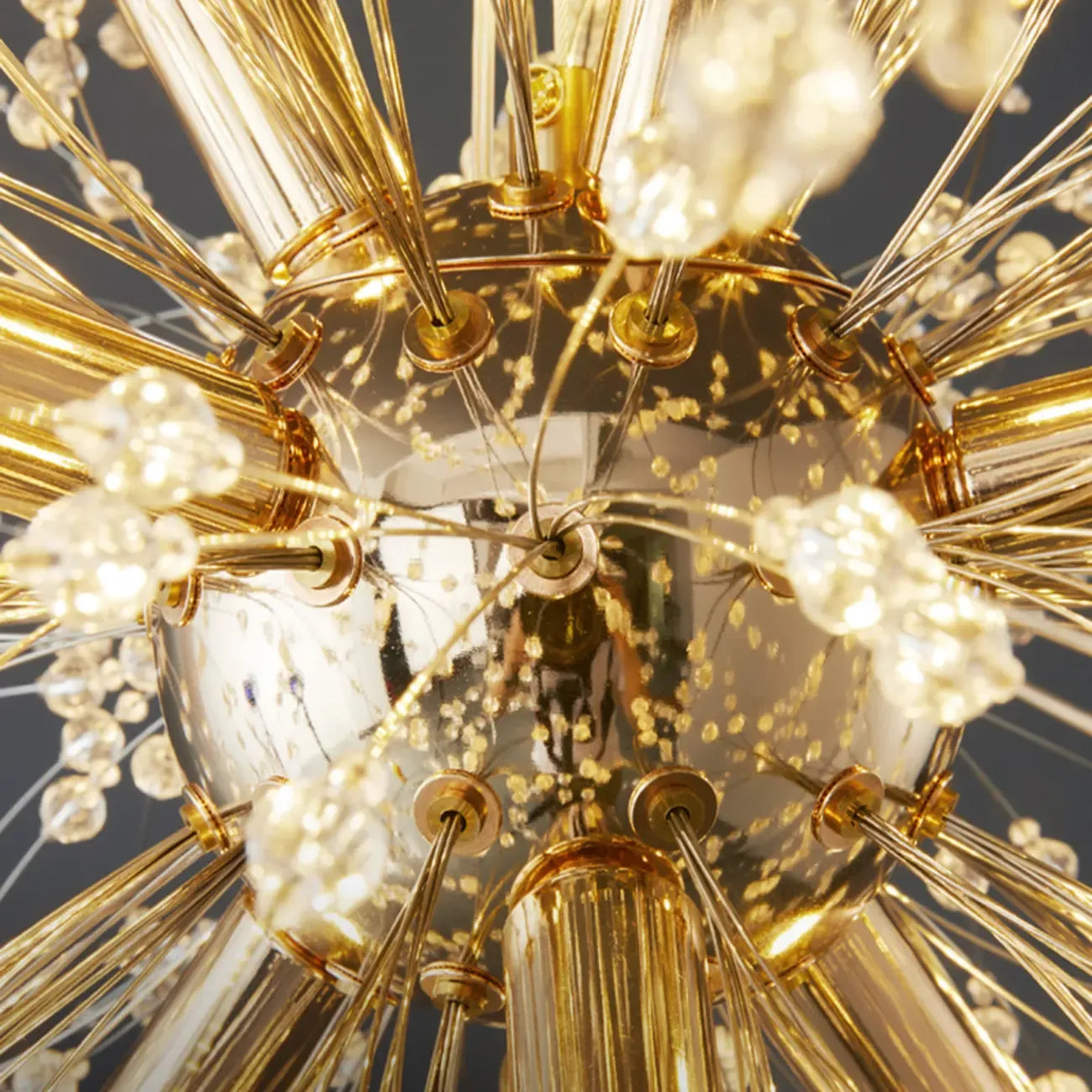 Plafonnier semi-encastré Glamour Crystal Starburst Gold