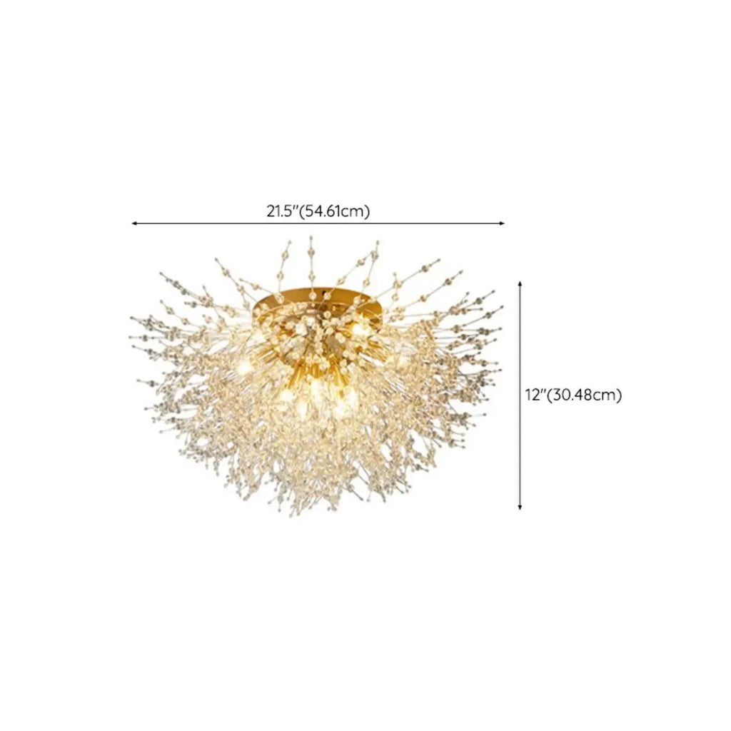 Plafonnier semi-encastré Glamour Crystal Starburst Gold