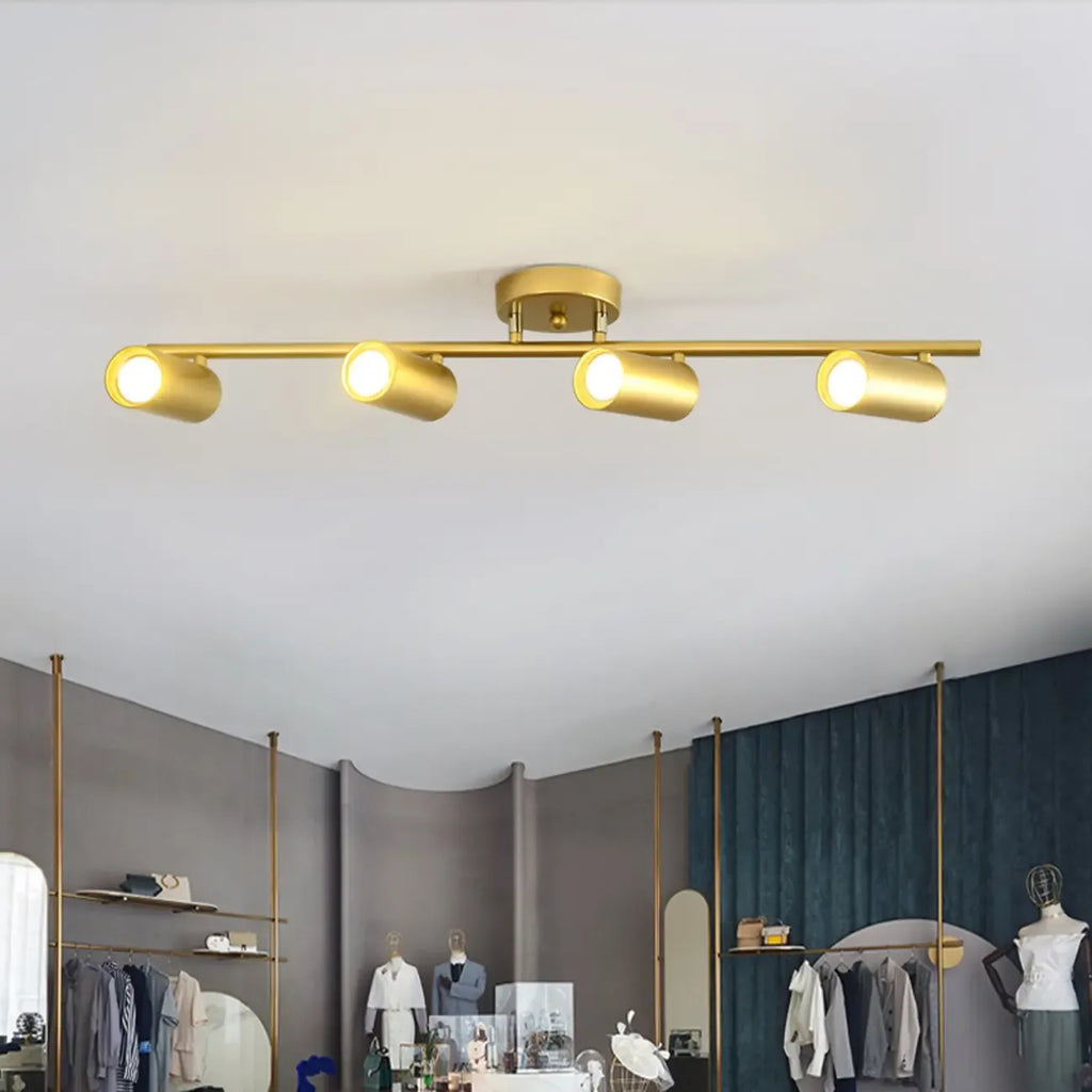 Luminaire sur rail métallique cylindrique semi-encastré moderne