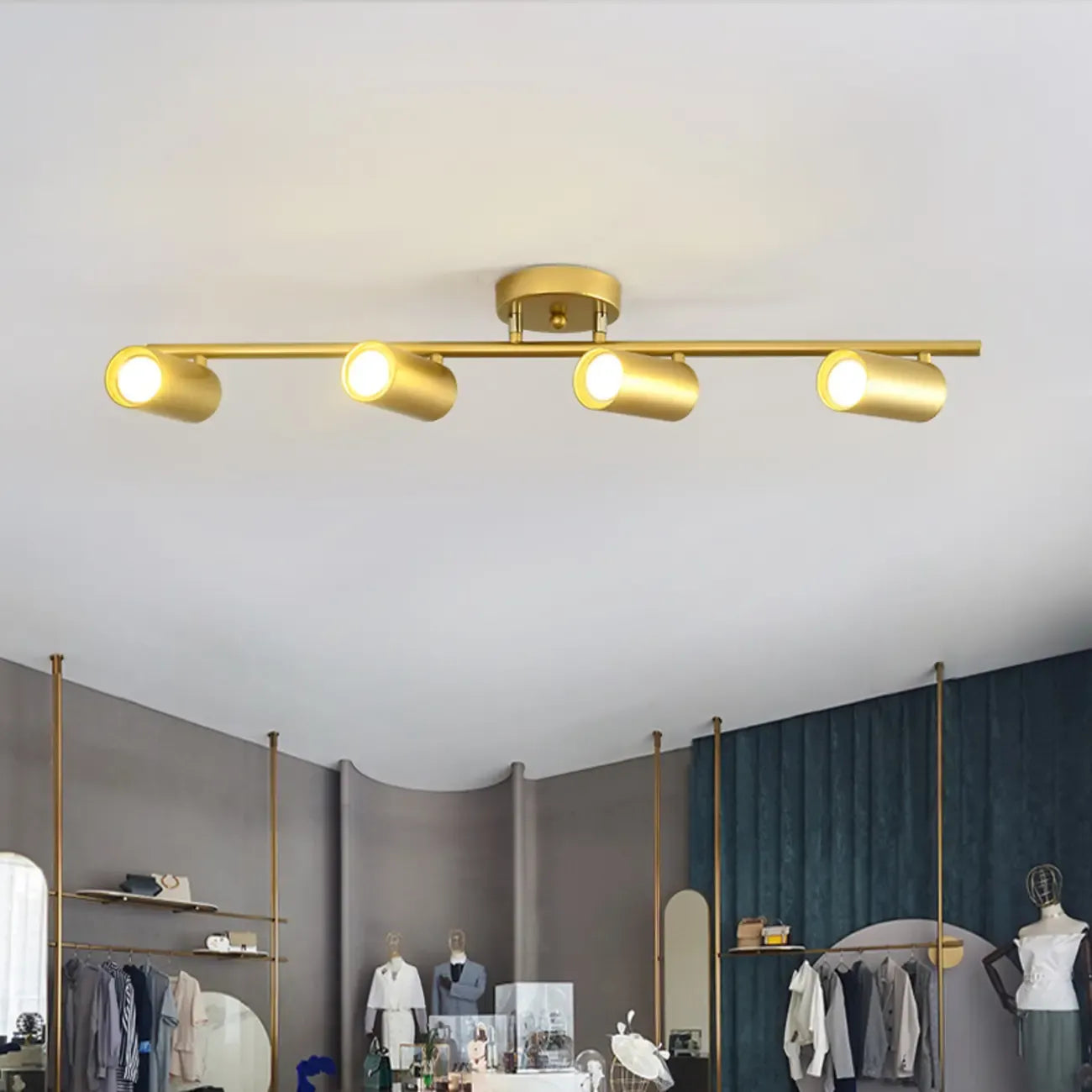 Luminaire sur rail métallique cylindrique semi-encastré moderne