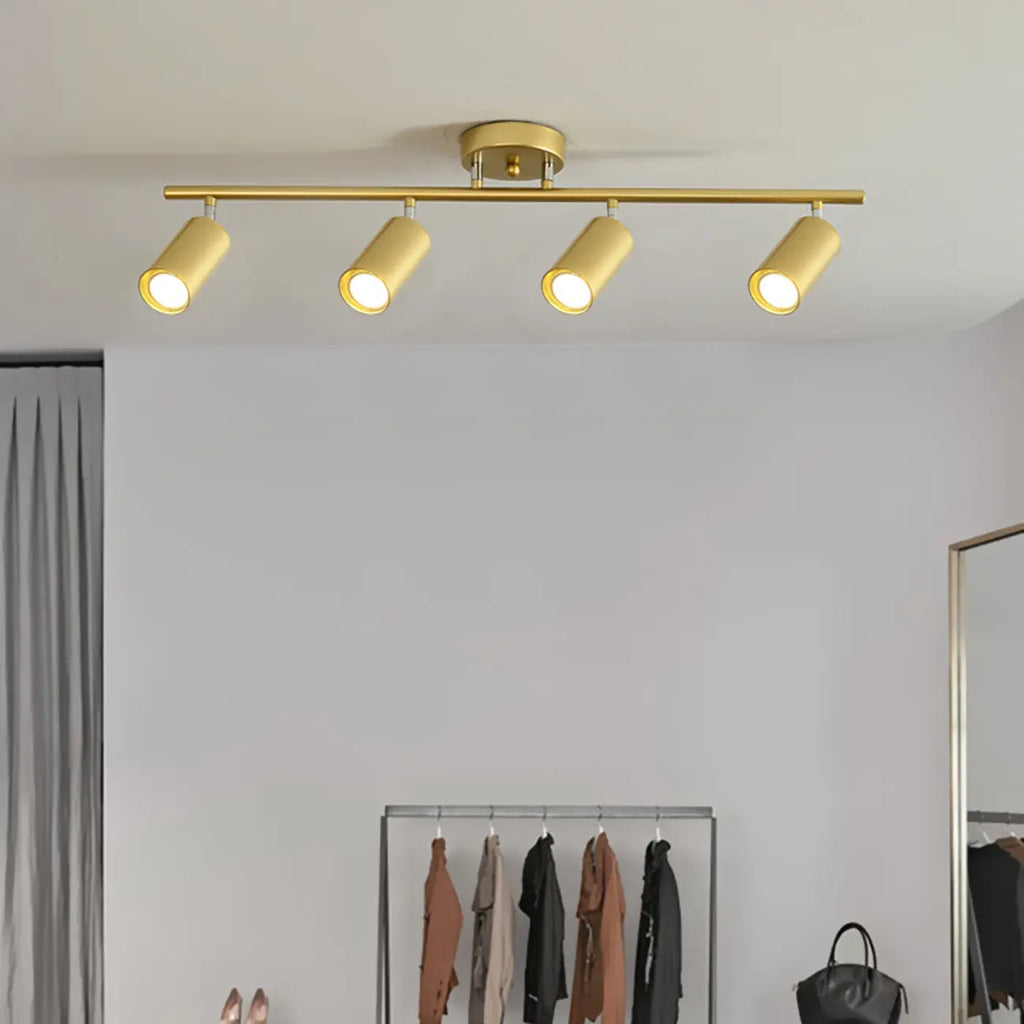 Luminaire sur rail métallique cylindrique semi-encastré moderne