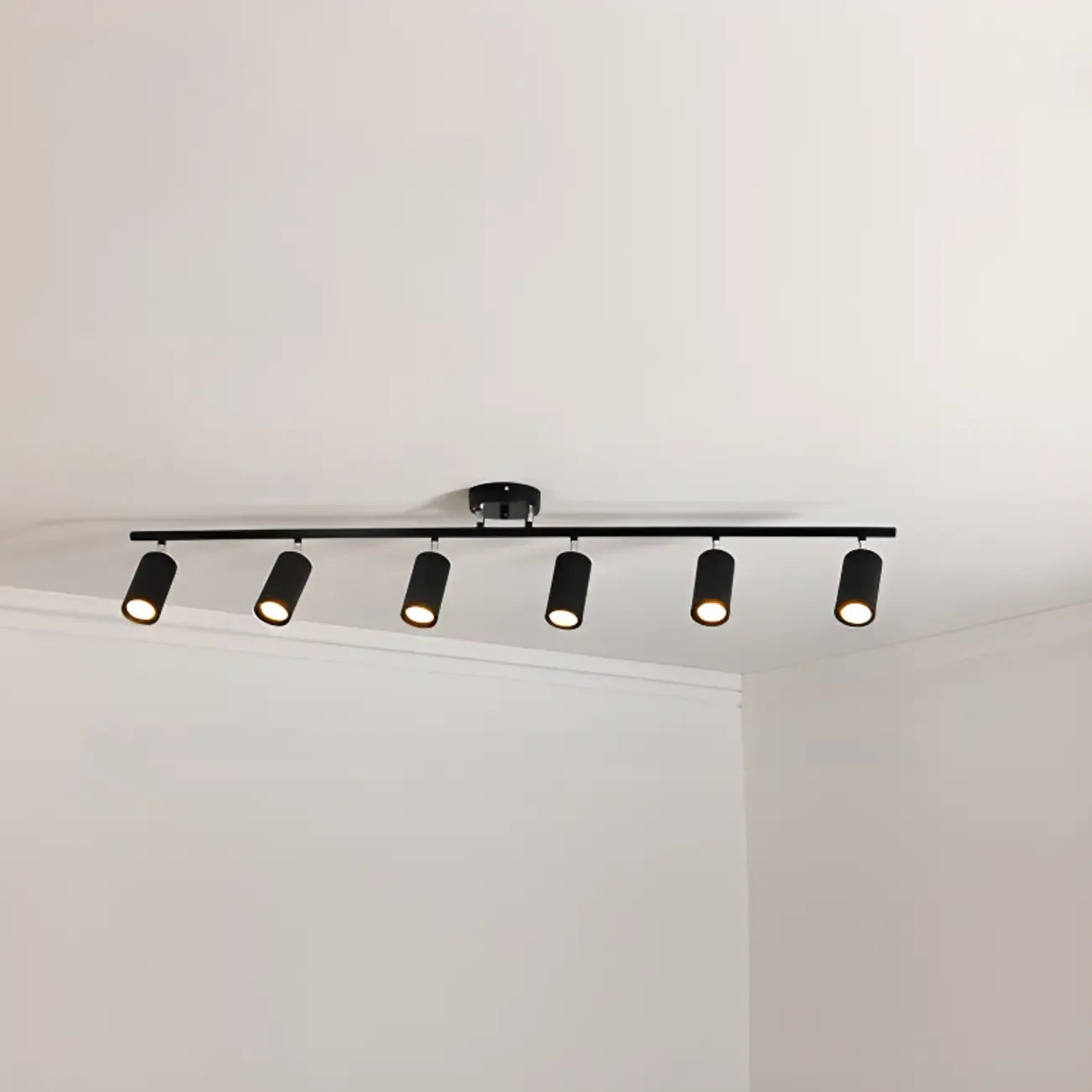 Luminaire sur rail métallique cylindrique semi-encastré moderne