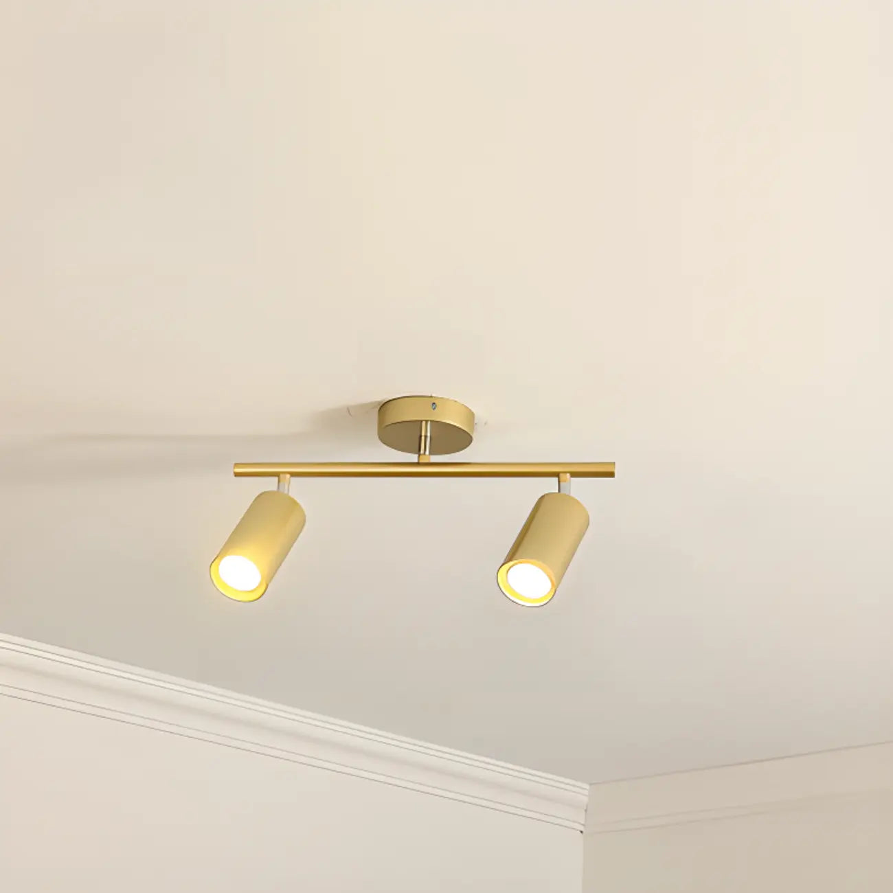 Luminaire sur rail métallique cylindrique semi-encastré moderne