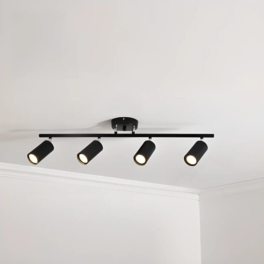 Luminaire sur rail métallique cylindrique semi-encastré moderne
