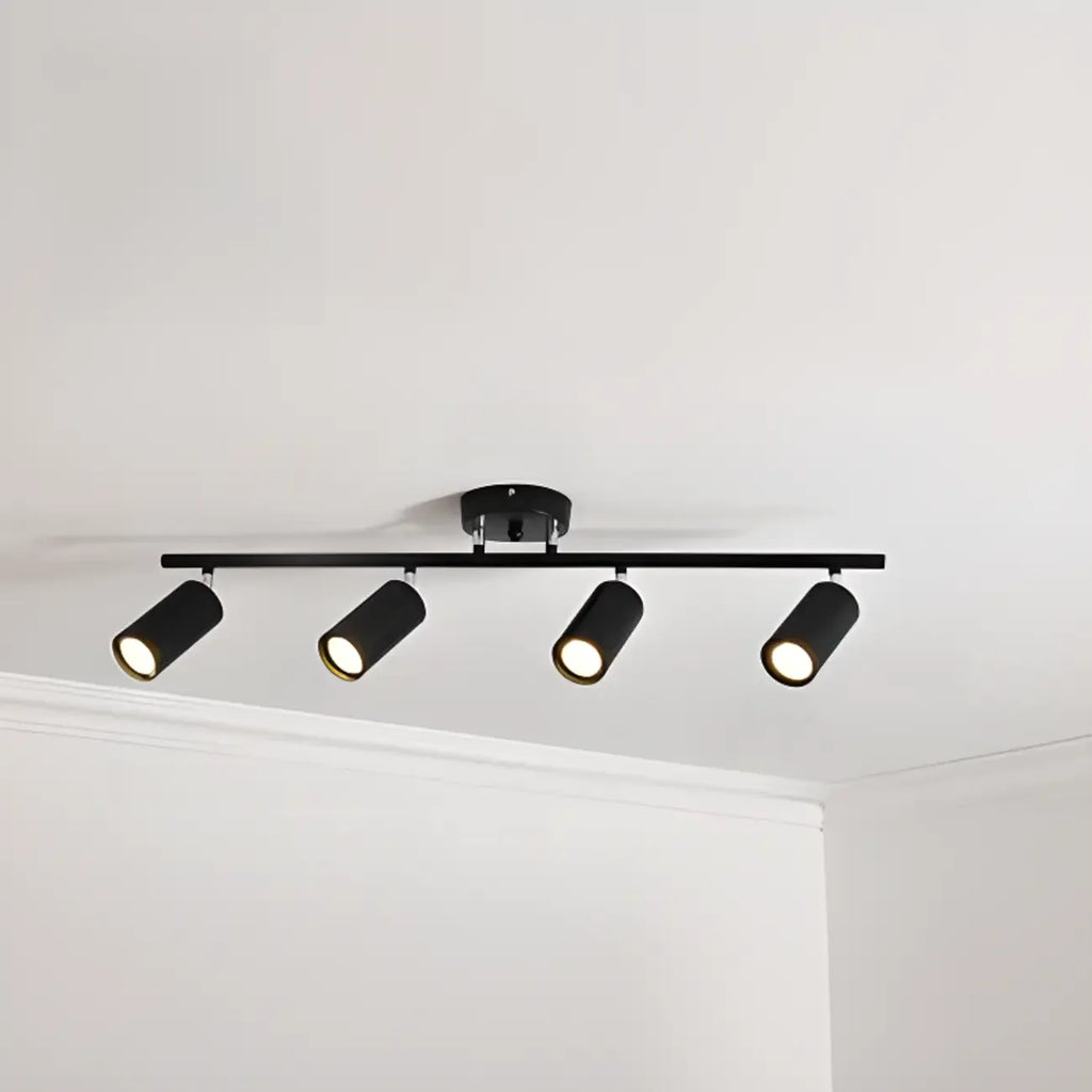 Luminaire sur rail métallique cylindrique semi-encastré moderne