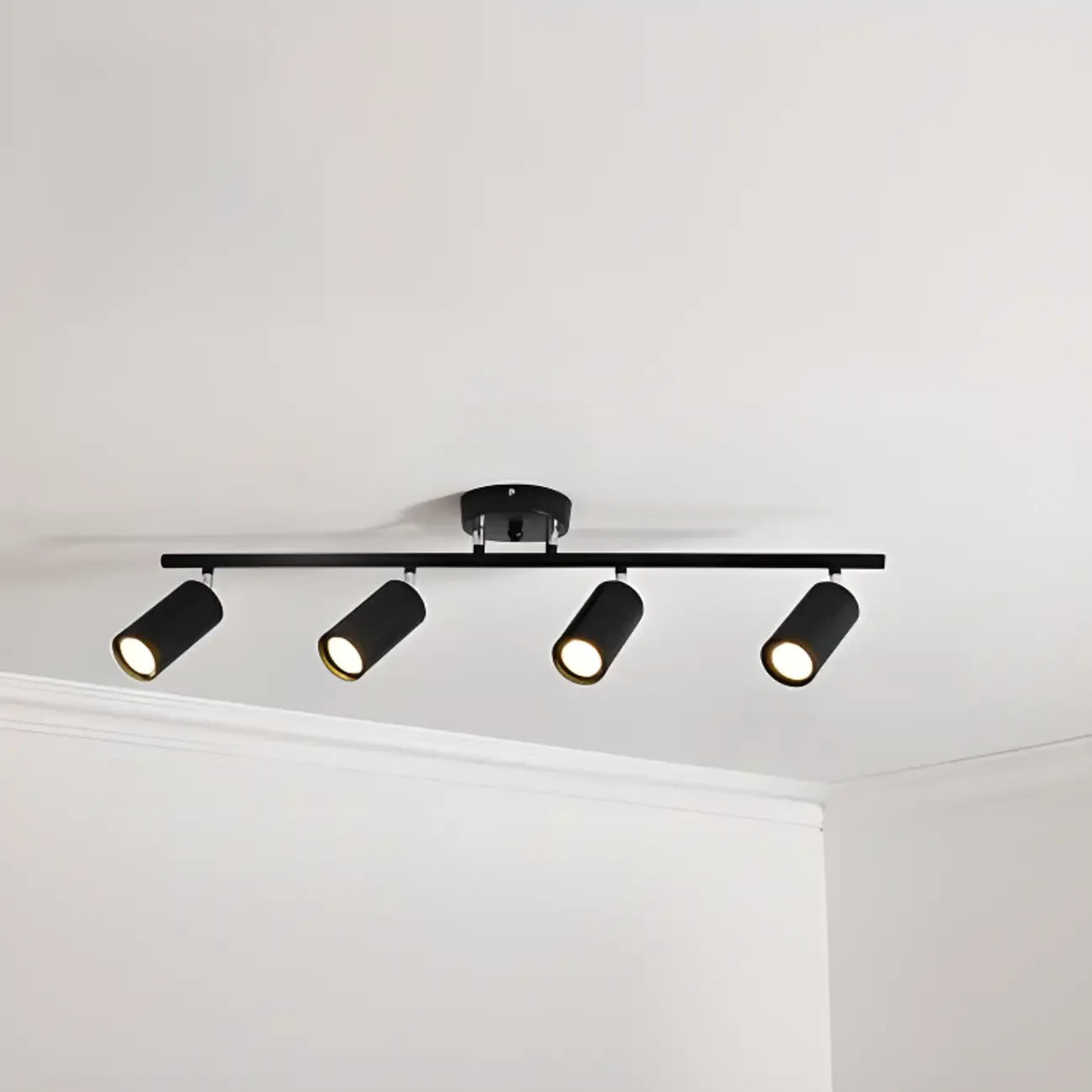 Luminaire sur rail métallique cylindrique semi-encastré moderne