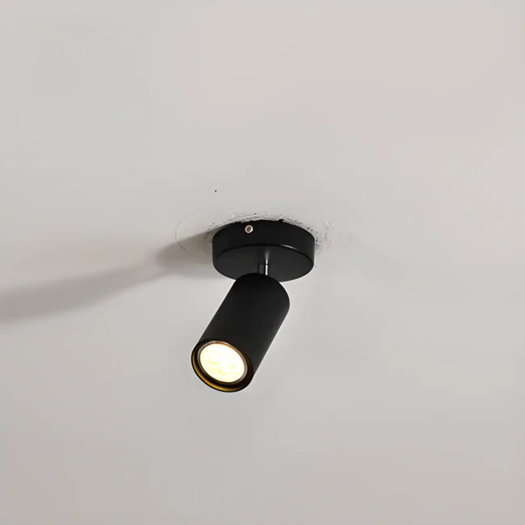Luminaire sur rail métallique cylindrique semi-encastré moderne