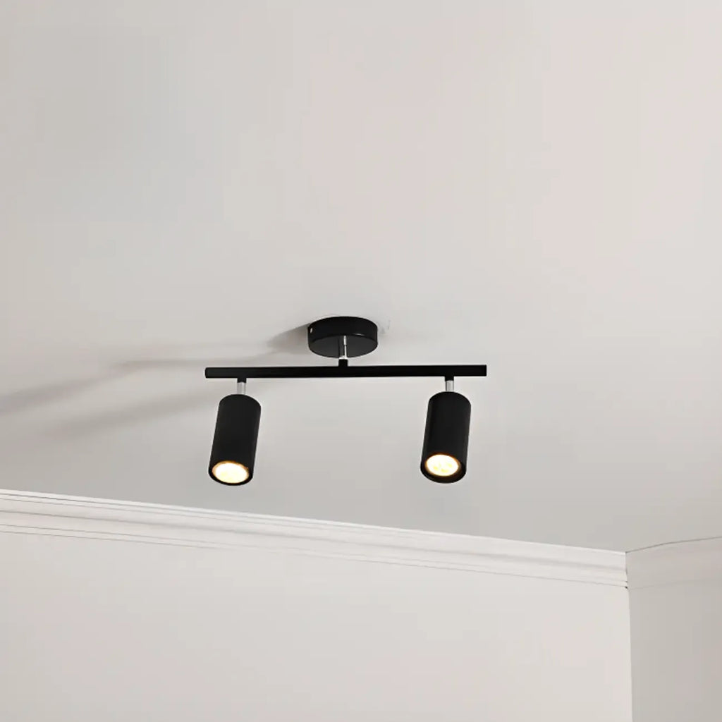 Luminaire sur rail métallique cylindrique semi-encastré moderne