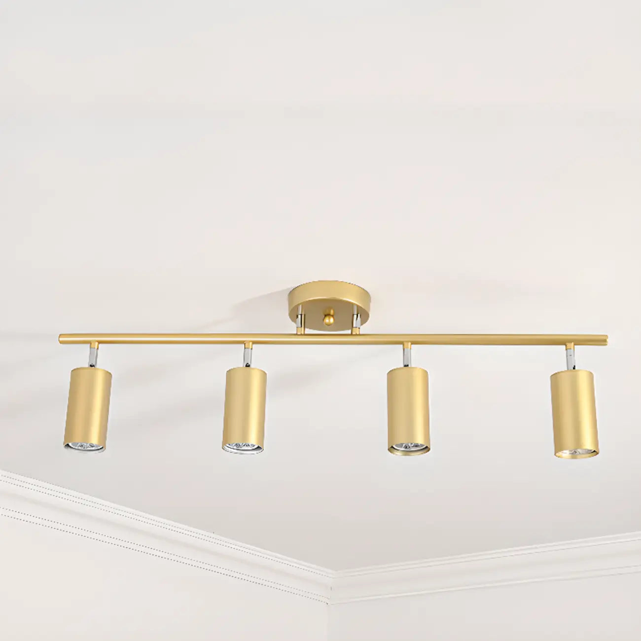 Luminaire sur rail métallique cylindrique semi-encastré moderne