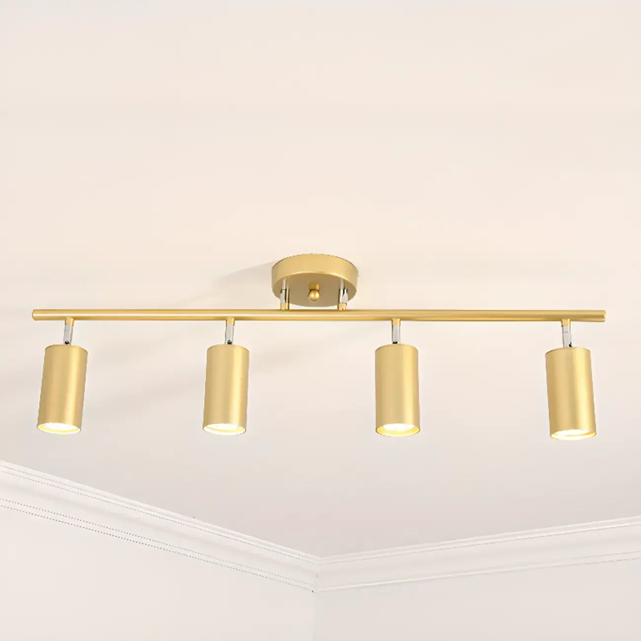 Luminaire sur rail métallique cylindrique semi-encastré moderne